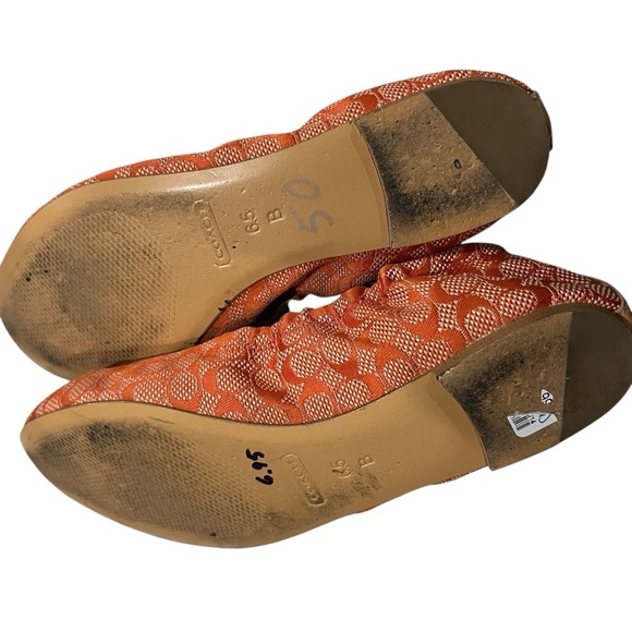 Coach Women’s 6.5 Orange Logo Ballet Flats Slip On Shoes S5 - Picture 6 of 7